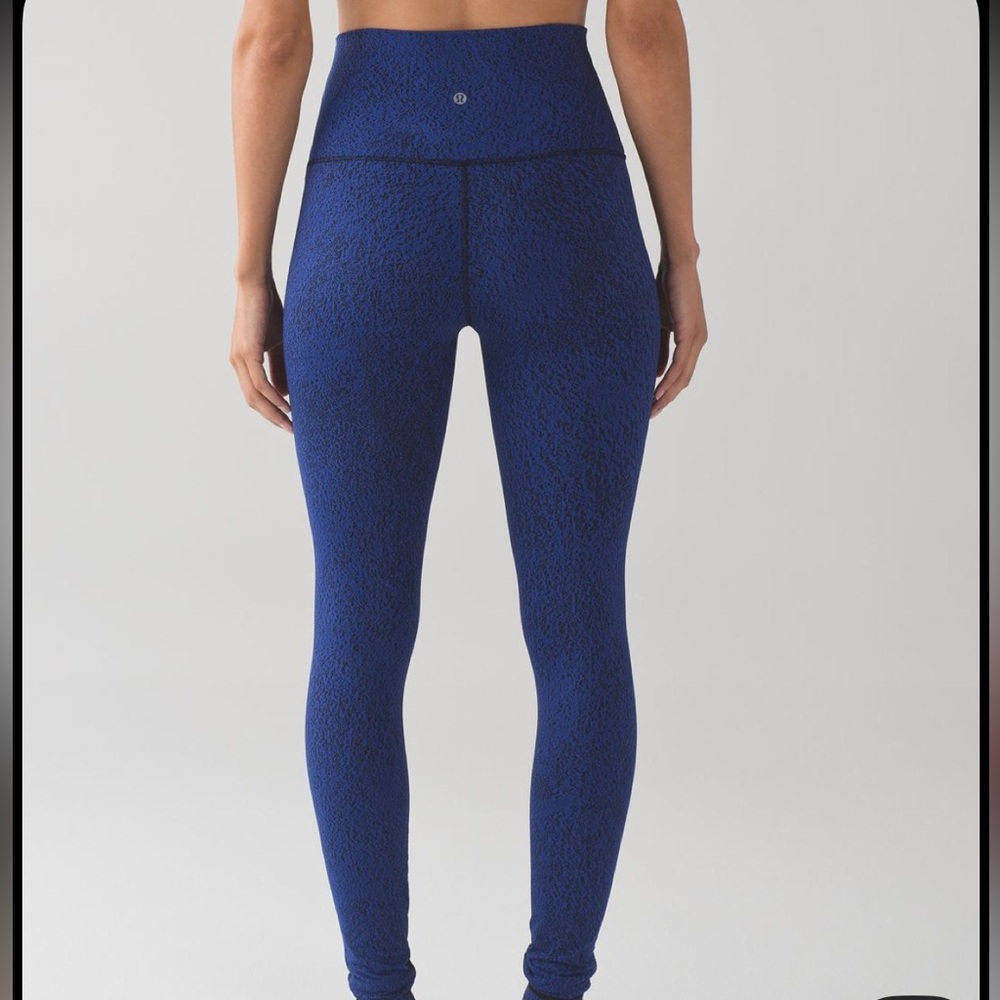 Lululemon Wunder Under High Rise Power Luxtreme Jacquard Saphire Blue Size 6